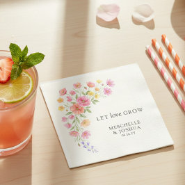 Let Love Grow Pink Orange Flowers Wedding Pappersservett
