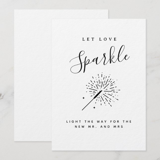 Let Love Sparkle Modern Minimalist Wedding  Inbjudningar (Fram/baksida)