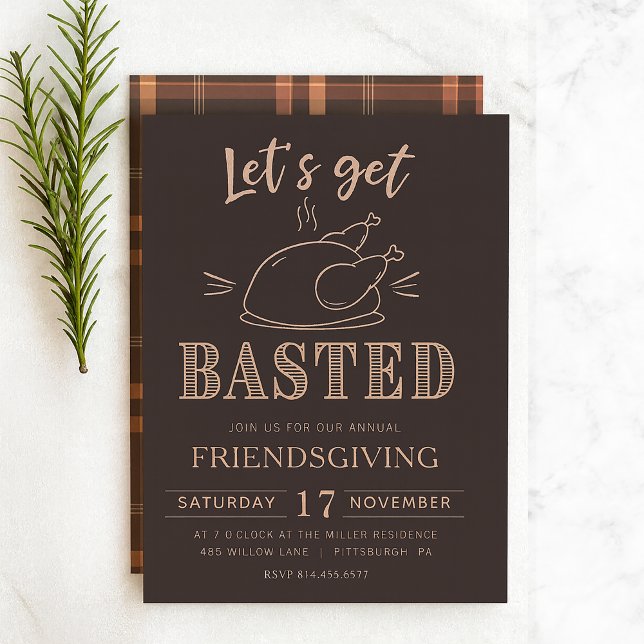 Let’s Get Basted Funny Friendsgiving Invitation Inbjudningar (Skapare uppladdad)