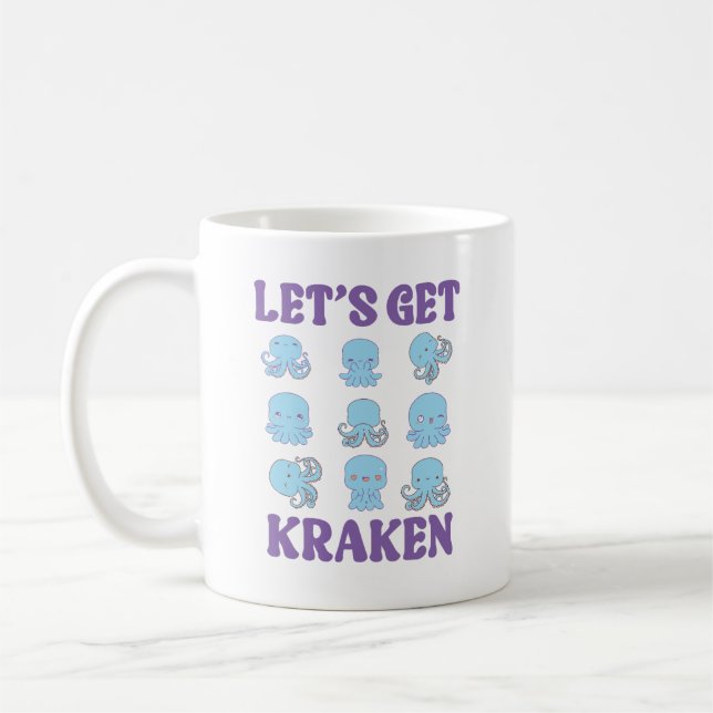 Let’s Get Kraken Cute Pastel Kawaii Octopus  Kaffemugg (Vänster)