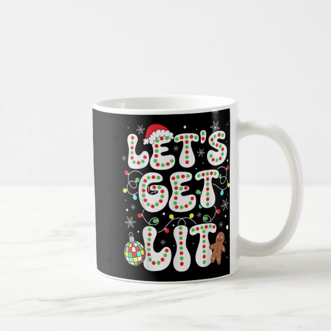 Let S Get Lit Funny Christmas Lights Xmas Pajamas  Kaffemugg (Höger)