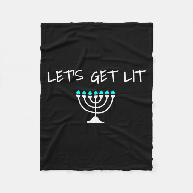 Let S Get Lit Jewish Hanukkah Menorah Chanukkah  Fleecefilt (Framsidan)