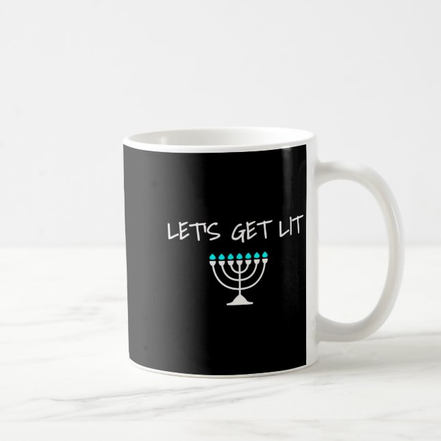 Let S Get Lit Jewish Hanukkah Menorah Chanukkah  Kaffemugg (Höger)