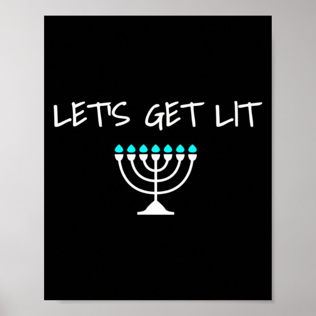 Let S Get Lit Jewish Hanukkah Menorah Chanukkah  Poster (Framsidan)