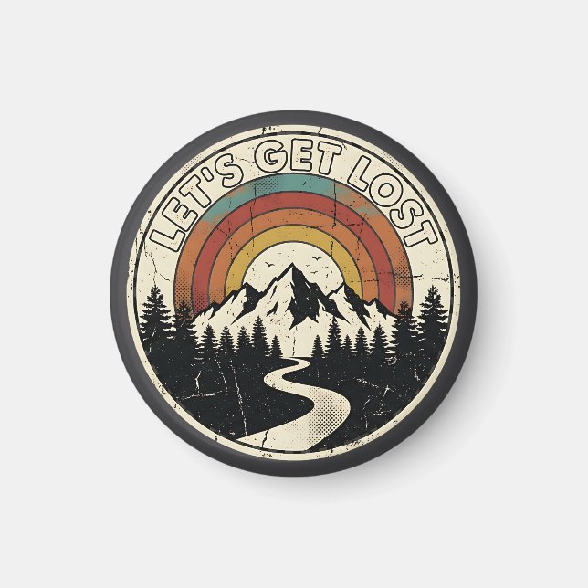 Let’s Get Lost Retro Mountain Adventure Outdoor Magnet (Framsidan)