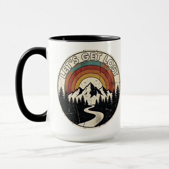 Let’s Get Lost Retro Mountain Adventure Outdoor Mugg (Vänster)
