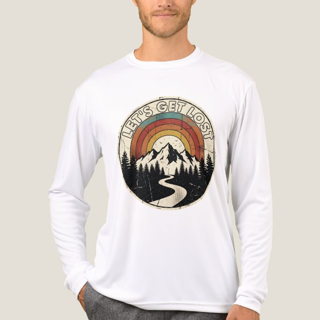 Let’s Get Lost Retro Mountain Adventure Outdoor T Shirt (Framsida)