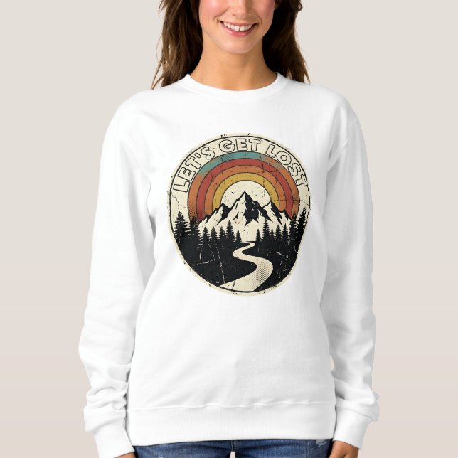 Let’s Get Lost Retro Mountain Adventure Outdoor T Shirt (Framsida)