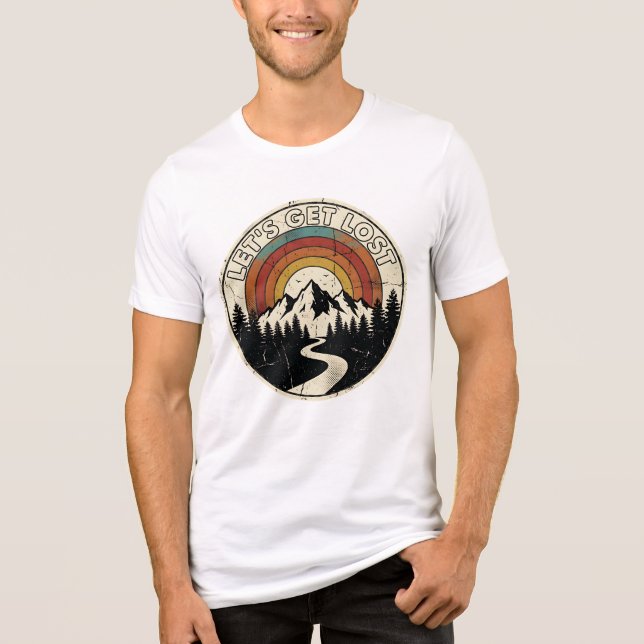Let’s Get Lost Retro Mountain Adventure Outdoor T Shirt (Framsida)