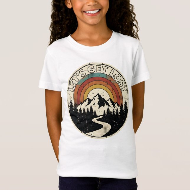 Let’s Get Lost Retro Mountain Adventure Outdoor T Shirt (Framsida)