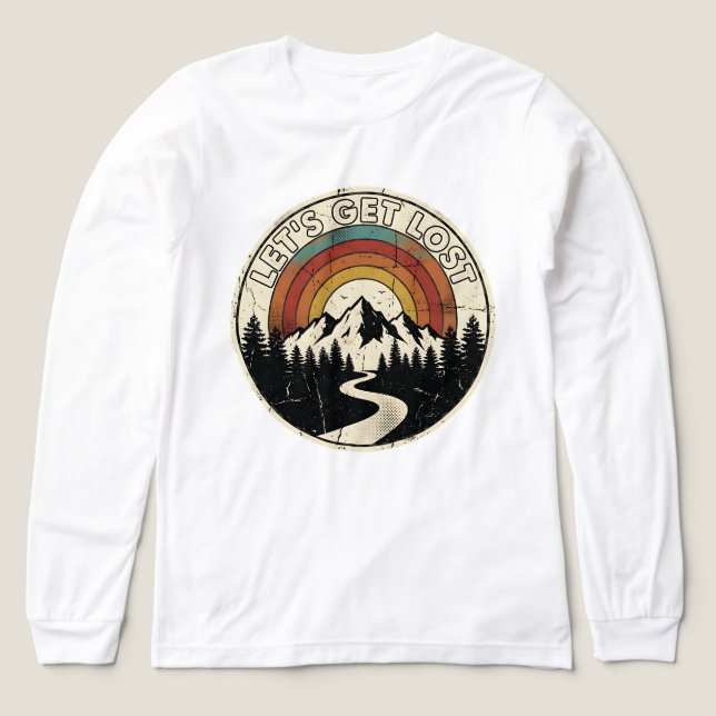 Let’s Get Lost Retro Mountain Adventure Outdoor T Shirt (Design framsida)