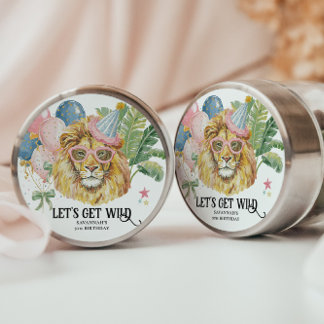 Let’s Get Wild Party Animal Birthday Sticker Runt Klistermärke