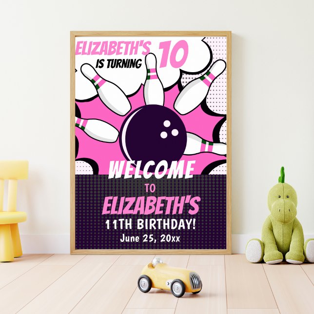 Let’s Go Bowling! Fun Bowling-Style Birthday Girl Poster (Skapare uppladdad)