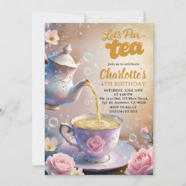 Let’s Par‑Tea Teacup & Teapot Tea Party Birthday Inbjudningar