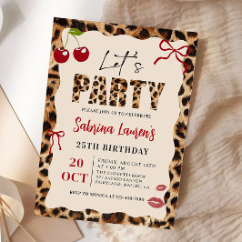 Let’s Party Leopard Cheetah Birthday Invitation Inbjudningar