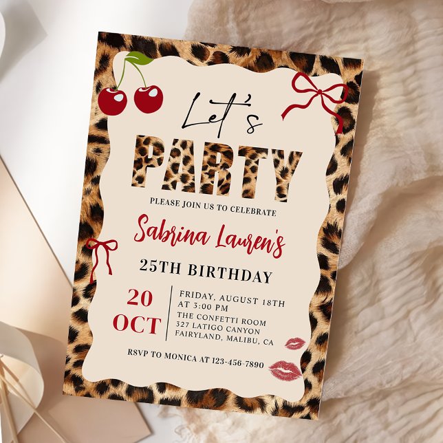 Let’s Party Leopard Cheetah Birthday Invitation Inbjudningar (Skapare uppladdad)