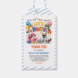 Let’s Pawty Cat 5th Birthday | Cute Kitty Birthday Presentetikett