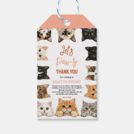 Let’s Pawty Cat 5th Birthday | Cute Kitty Birthday Presentetikett