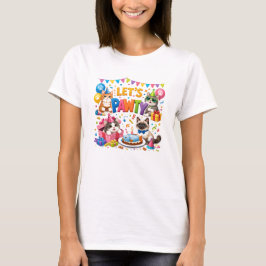 Let’s Pawty Cat 5th Birthday | Cute Kitty Birthday T Shirt