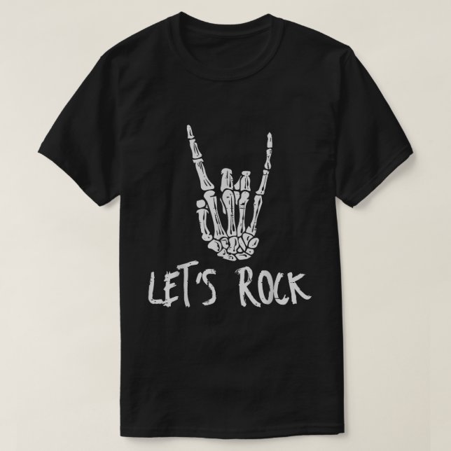 Let’s Rock Skeleton Hand Design T Shirt (Design framsida)