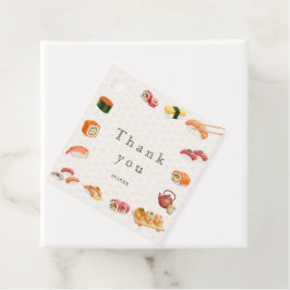 Let’s Roll into Fun! Sushi Birthday Party Invitati Gåvor Etiketter