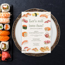Let’s Roll into Fun! Sushi Birthday Party Invitati