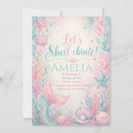 Let’s Shell-ebrate Mermaid Invitation Editable Inbjudningar