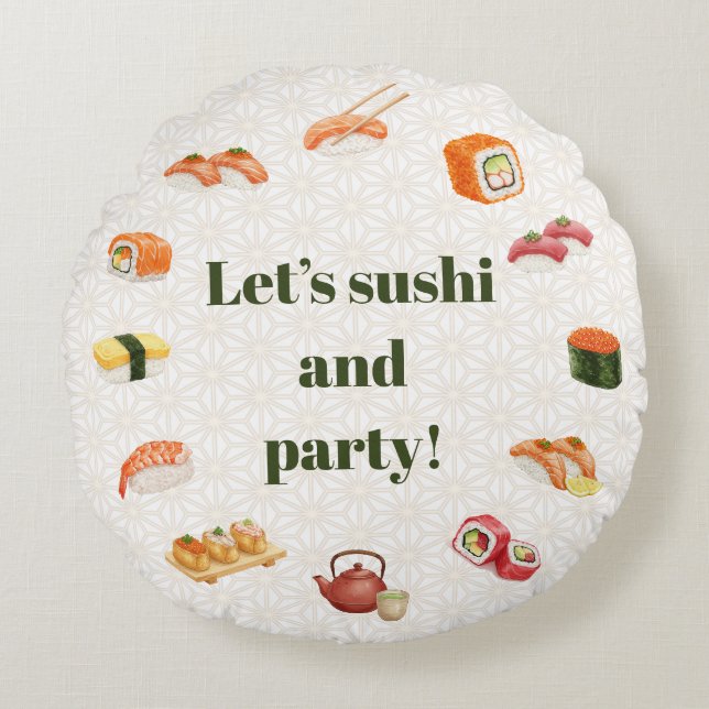 Let’s sushi and party!  rund kudde (Framsidan)