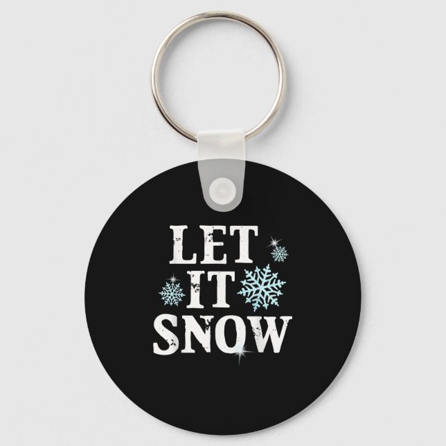 Let Snow Christmas Snowflakes Xmas Matching Family Nyckelring (Framsida)