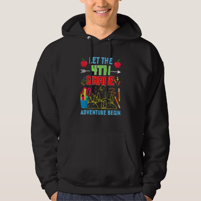 Let The 4th Grade Adventure Begin Fourth Grade Tea Hoodie (Framsida)