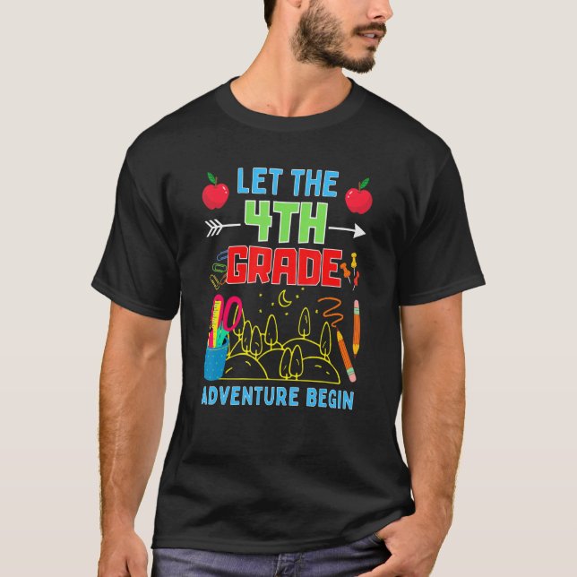 Let The 4th Grade Adventure Begin Fourth Grade Tea T Shirt (Framsida)