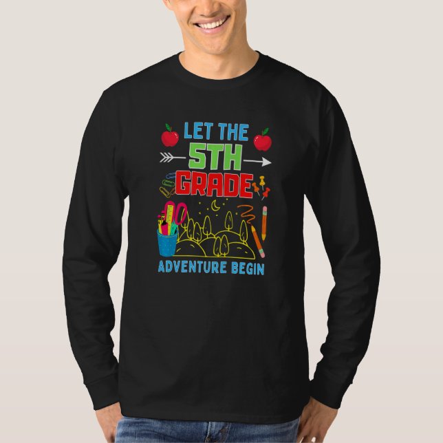 Let The 5th Grade Adventure Begin Fourth Grade Tea T Shirt (Framsida)