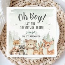 Let The Adventure Begin Baby Shower Boy Woodland