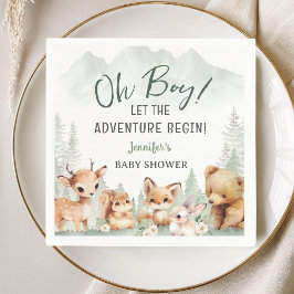 Let The Adventure Begin Boy Woodland Baby Shower  Pappersservett