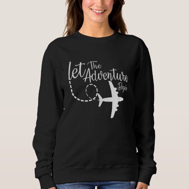 Let The Adventure Begin Inspirational Airplane Tra T Shirt (Framsida)