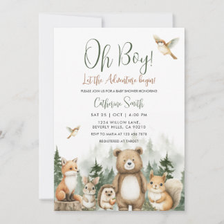 Let the Adventure Begin Woodland Baby Shower Inbjudningar