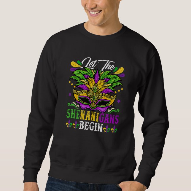Let The Shenanigan Begin Mardi Gras Kids Men Women Lång Ärmad Tröja (Framsida)