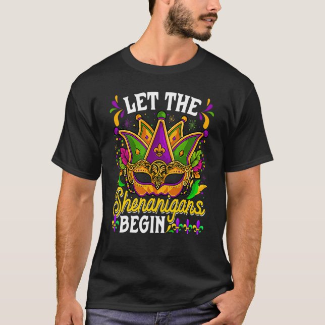 Let The Shenanigan Begin Mardi Gras Kids Men Women T Shirt (Framsida)
