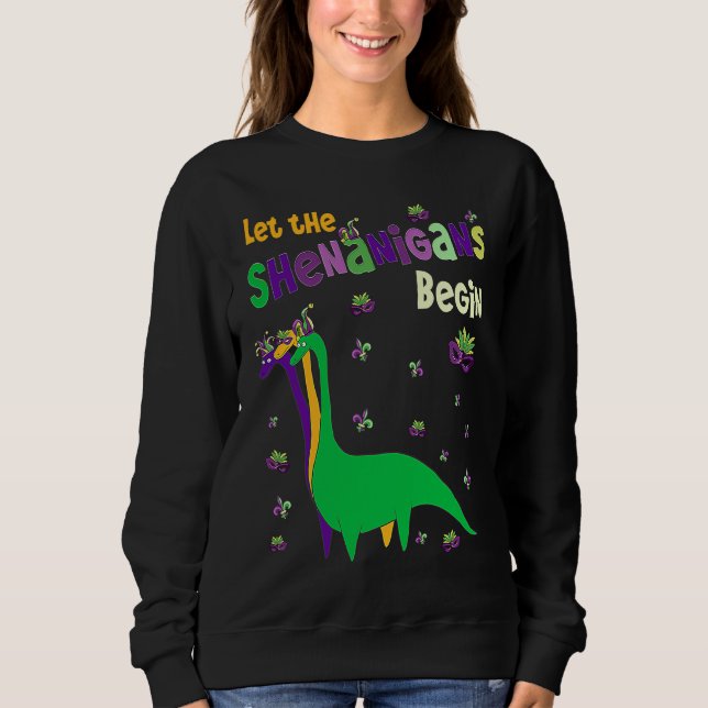 Let The Shenanigans Begin  Dinosaur Dino Mardi Gra T Shirt (Framsida)