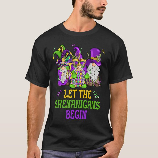 Let The Shenanigans Begin Gnomes Mardi Gras  Men W T Shirt (Framsida)