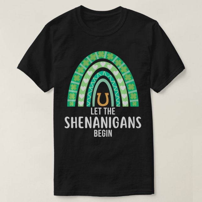 Let the Shenanigans Begin Green Rainbow St Patrick T Shirt (Design framsida)