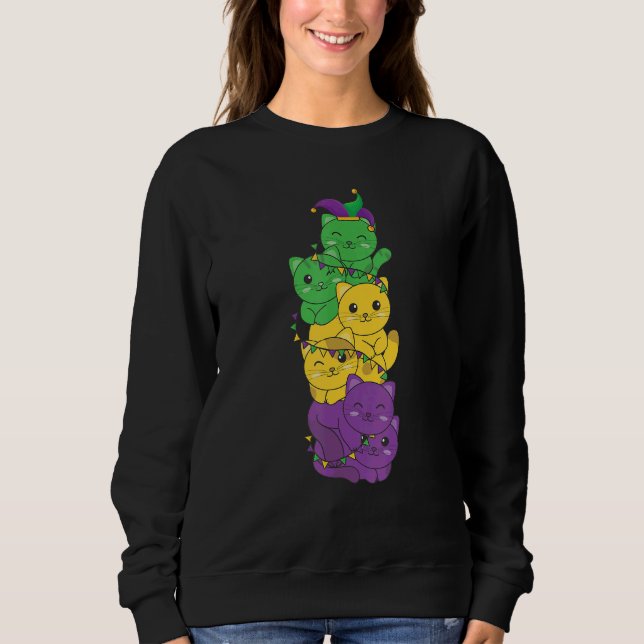 Let The Shenanigans Begin Mardi Gras Cat T Shirt (Framsida)