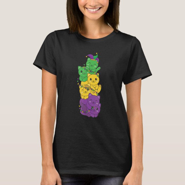 Let The Shenanigans Begin Mardi Gras Cat T Shirt (Framsida)