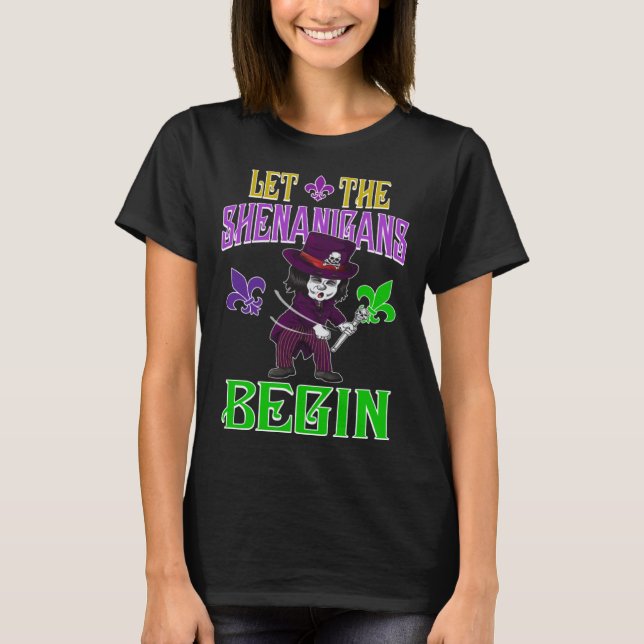 Let The Shenanigans Begin Mardi Gras Flossing Vood T Shirt (Framsida)