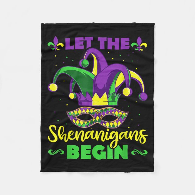 Let The Shenanigans Begin Mardi Gras Jester Hat Ma Fleecefilt (Framsidan)