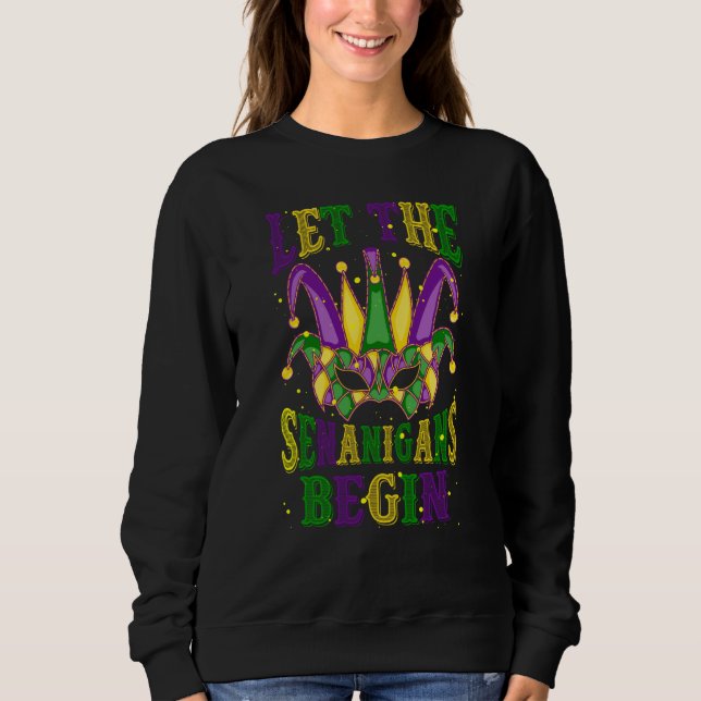 Let The Shenanigans Begin Mardi Gras Mask Souvenir T Shirt (Framsida)