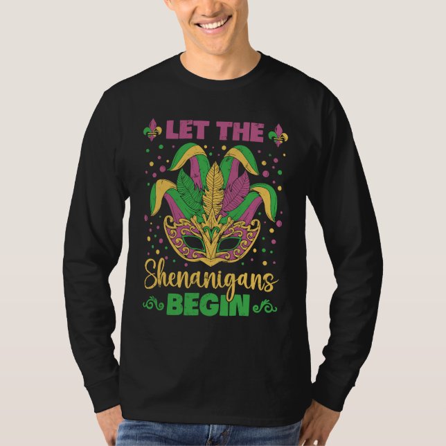 Let The Shenanigans Begin Mask Purple Green Yellow T Shirt (Framsida)