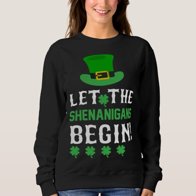 Let the Shenanigans Begin Shamrock Hat T Shirt (Framsida)