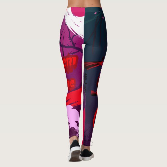 ⛈️🥷Let Them Come, Anime Manga Girl Powers🥷⛈️ Leggings (Baksida)