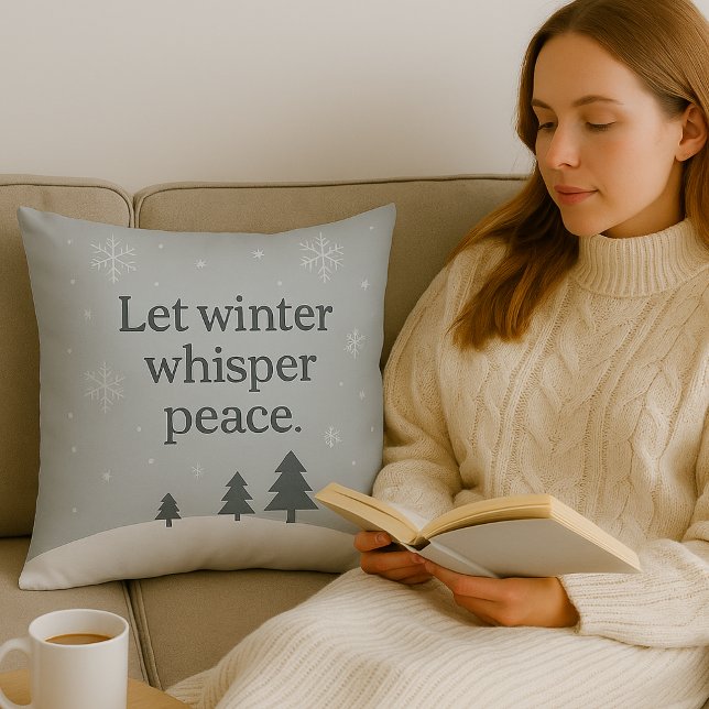 Let Winter Whisper Peace – Scandinavian Winter  Kudde (Let_winter_whisper_peace_Holiday_christmas_throw_Pillow)